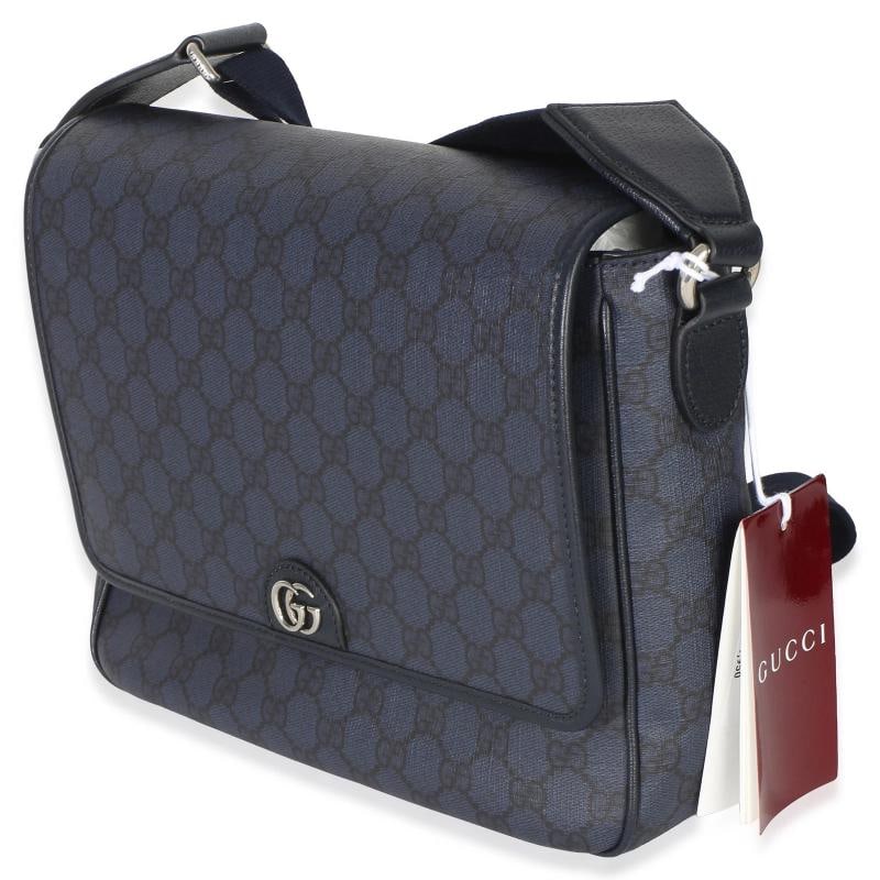 Gucci Blue Black Tender GG Supreme Dollar Calfskin Ophidia Messenger Bag - 3