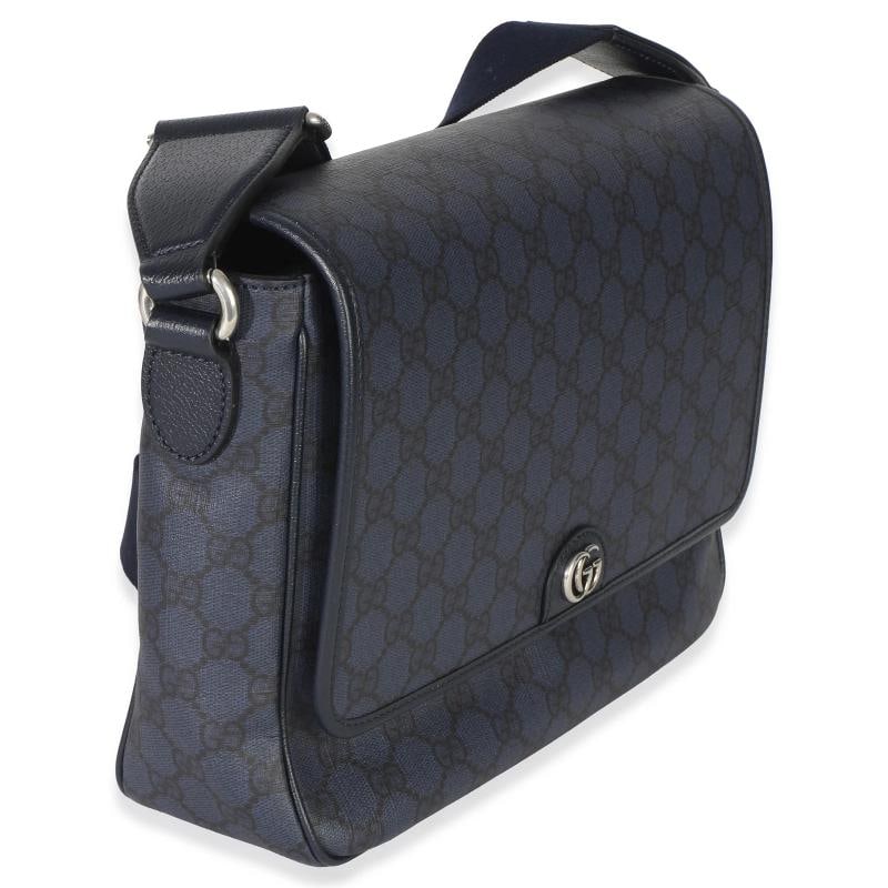 Gucci Blue Black Tender GG Supreme Dollar Calfskin Ophidia Messenger Bag - 4