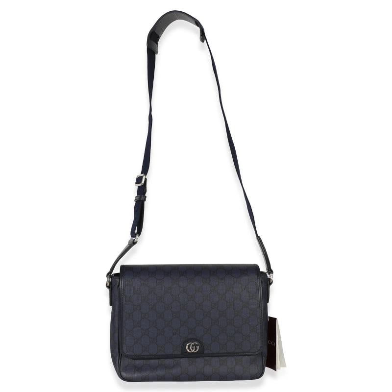 Gucci Blue Black Tender GG Supreme Dollar Calfskin Ophidia Messenger Bag - 6