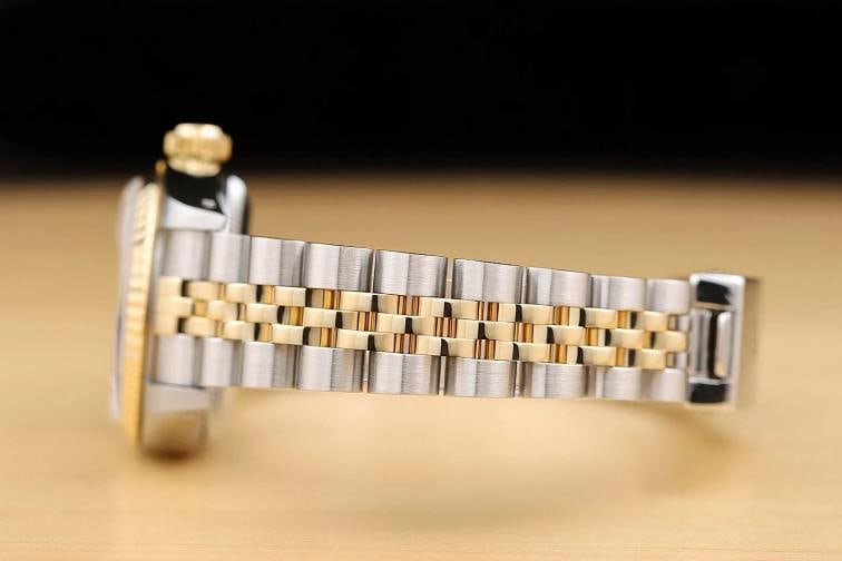 ROLEX LADIES DATEJUST 69173 PINK FACTORY DIAMOND DIAL 18K GOLD STEEL WATCH - 5