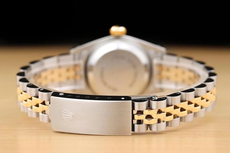 ROLEX LADIES DATEJUST 69173 PINK FACTORY DIAMOND DIAL 18K GOLD STEEL WATCH - 6