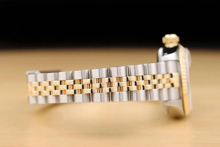 ROLEX LADIES DATEJUST 69173 PINK FACTORY DIAMOND DIAL 18K GOLD STEEL WATCH - 8