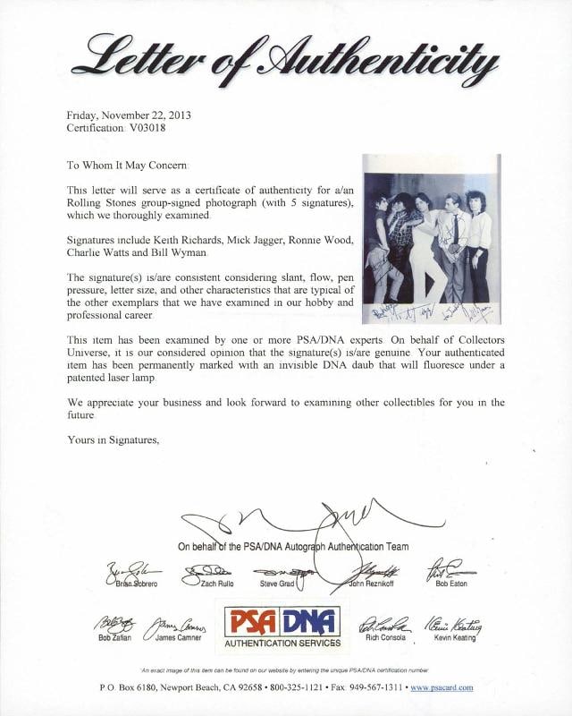 Rolling Stones (5) Richard, Jagger Authentic Signed 8x10 Photo PSA/DNA #V03018 - 3