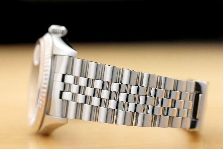 MENS ROLEX DATEJUST 16234 SALMON FACTORY DIAMOND DIAL 18K WHITE GOLD STEEL WATCH - 5