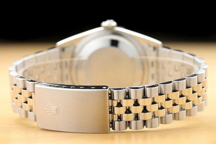 MENS ROLEX DATEJUST 16234 SALMON FACTORY DIAMOND DIAL 18K WHITE GOLD STEEL WATCH - 6