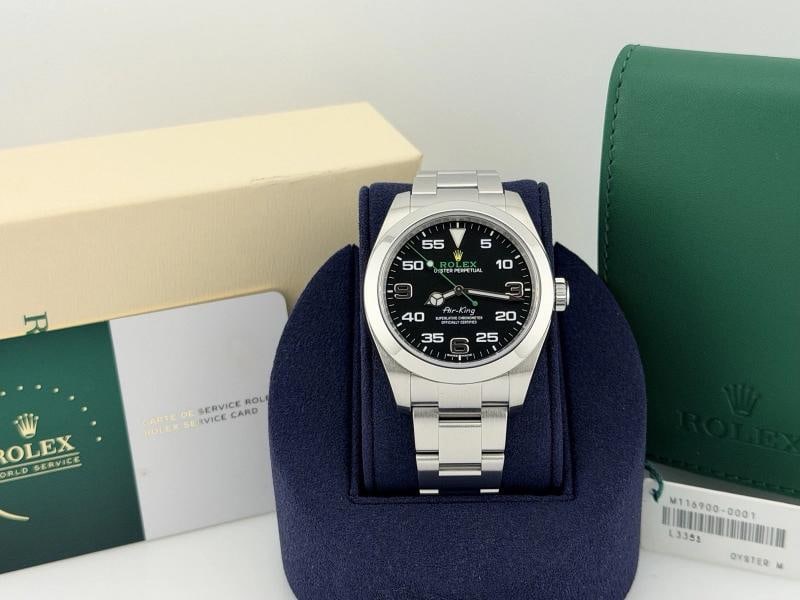 2025 Service Card Rolex Air King 116900 40mm Black Dial Stainless Steel - 10