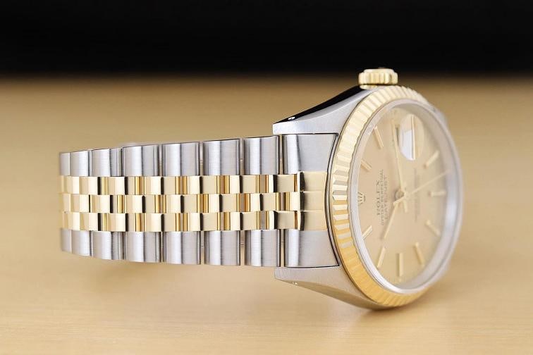 ROLEX MENS DATEJUST 16233 18K GOLD STAINLESS STEEL CHAMPAGNE DIAL TWO TONE WATCH - 7