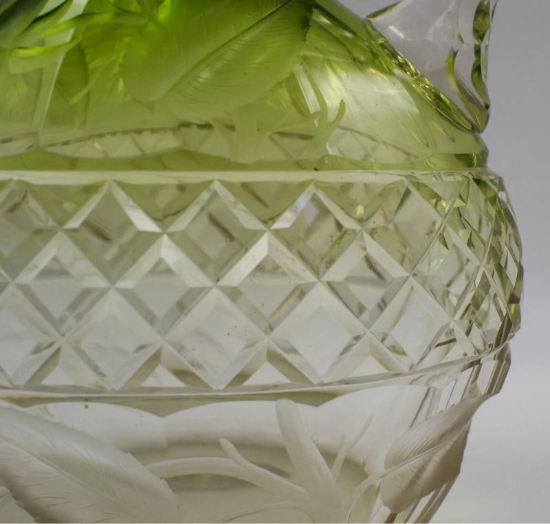 Moser Green Itaglio Cut Glass Decanter, Circa 1900 - 6