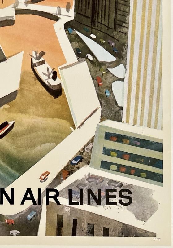 Original Vintage Poster CHICAGO EASTERN AIR LINES Airline Travel Tourism LINEN - 5