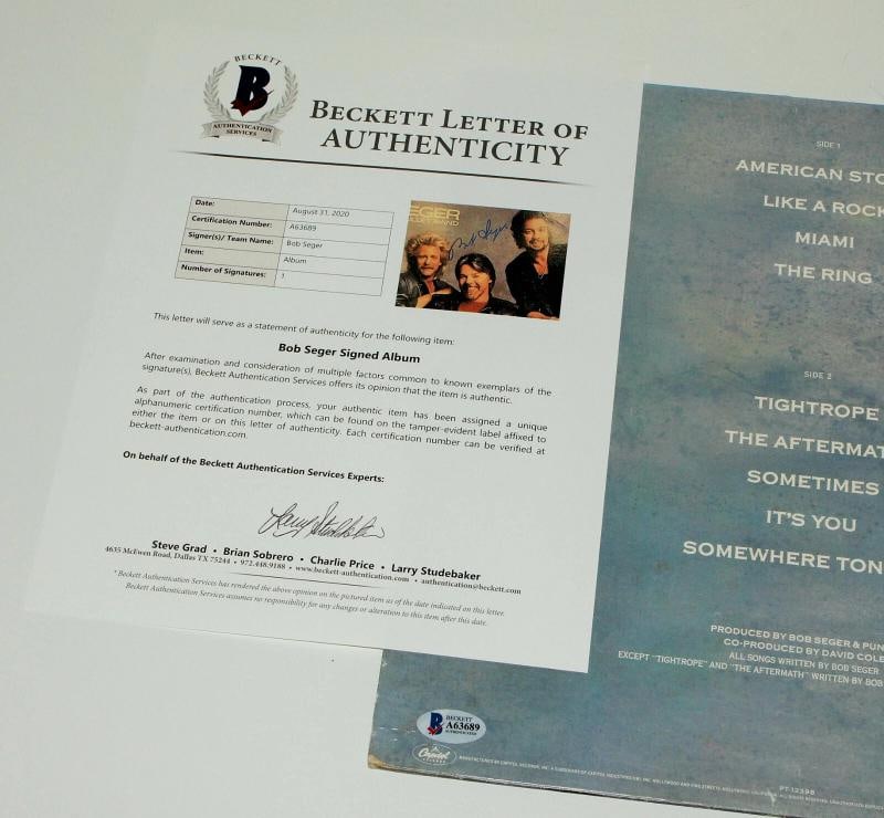 BOB SEGER SIGNED AUTHENTIC 'LIKE A ROCK' VINYL ALBUM RECORD LP BECKETT COA BAS - 3