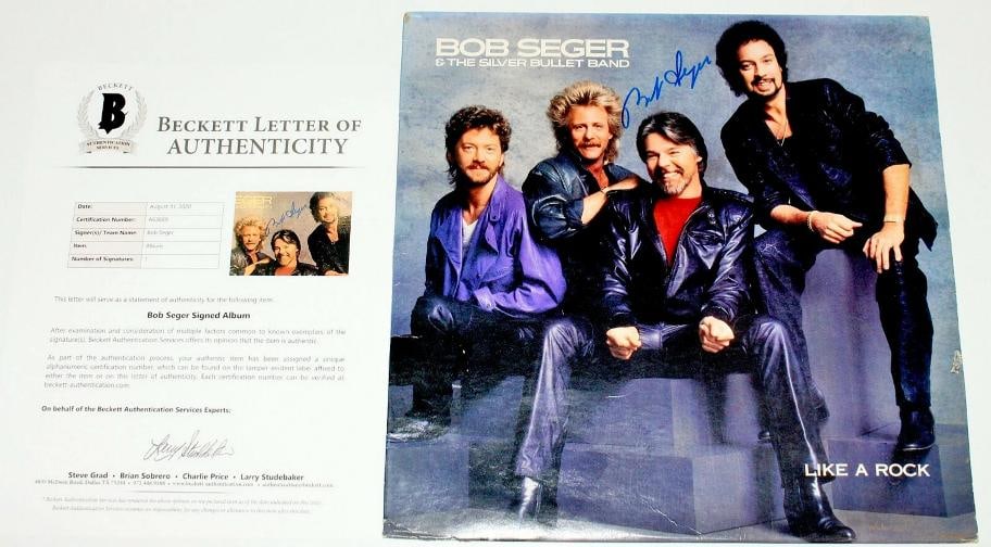 BOB SEGER SIGNED AUTHENTIC 'LIKE A ROCK' VINYL ALBUM RECORD LP BECKETT COA BAS - 4