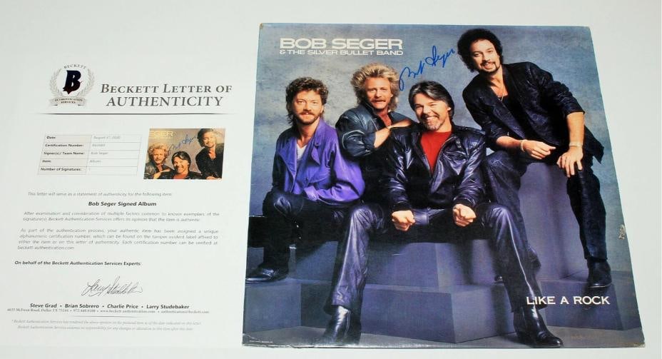 BOB SEGER SIGNED AUTHENTIC 'LIKE A ROCK' VINYL ALBUM RECORD LP BECKETT COA BAS - 5