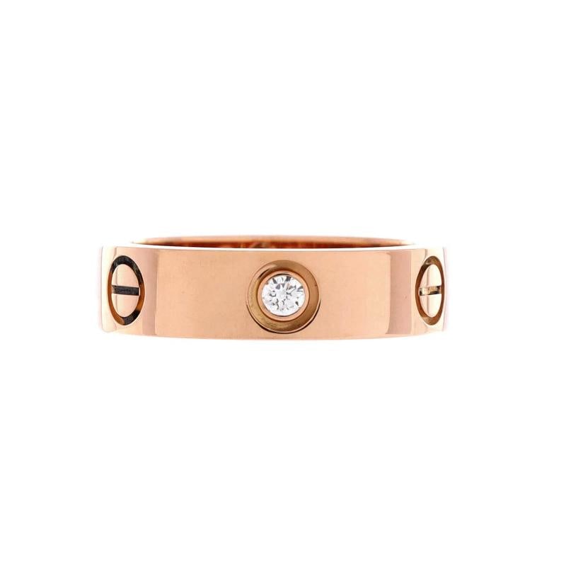 Cartier Love 3 Diamonds Band Ring 18K Rose Gold with Diamonds: Condition: Pre-owned - Good,Brand: Cartier,Main Stone: Diamond,Metal: 18K Rose Gold,Metal Purity: 18K,Ring Size: 7.5 - 56,Type: Ring,Color: Rose Gold,Style: 18K Rose Gold With Diamonds,Material: 18K R