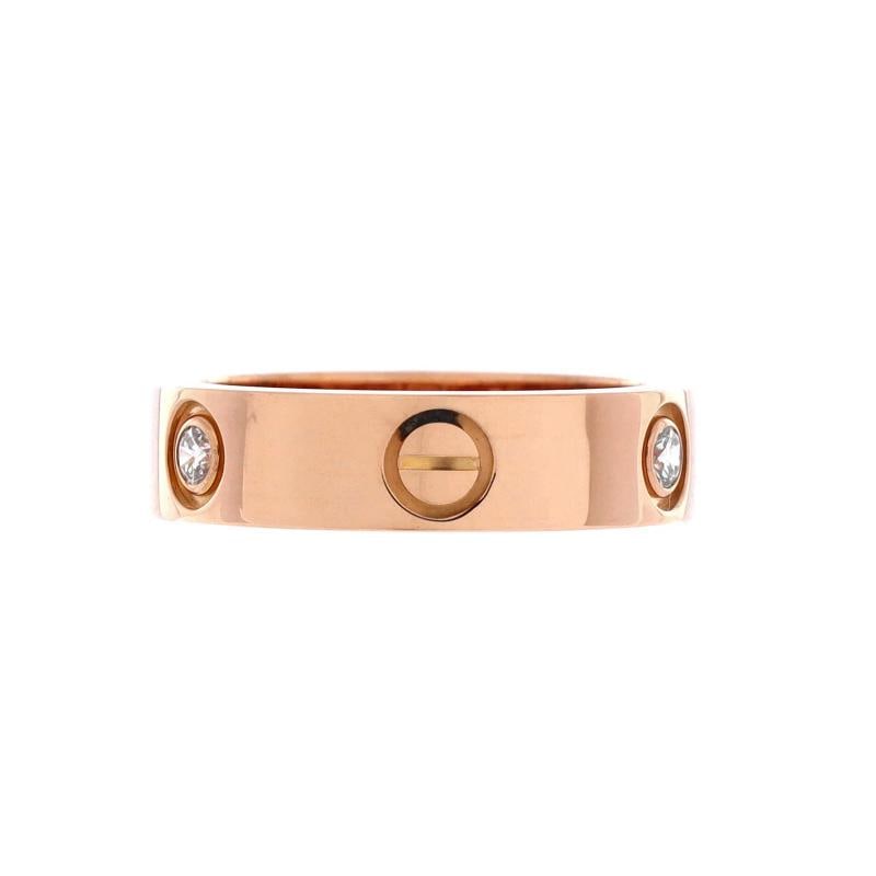Cartier Love 3 Diamonds Band Ring 18K Rose Gold with Diamonds - 3