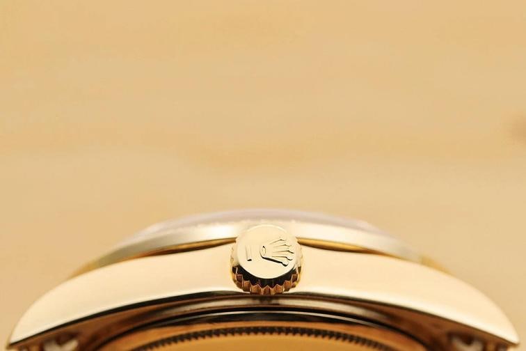 ROLEX MENS DAY-DATE PRESIDENT 2.0 CT BEZEL 18K GOLD RED VIGNETTE DIAMOND WATCH - 9