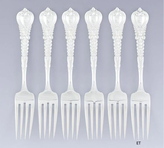 Fabulous set 6 Tiffany & Co Sterling Silver Florentine Luncheon Forks 6 3/4": Pattern: Florentine,Brand: Tiffany & Co.,Type: Flatware - Forks,Composition: Sterling Silver,Maker: Tiffany & Co.,Metal: silver,Country of Origin: Italy Presented is a fabulous set of 6 Tiffany & Co