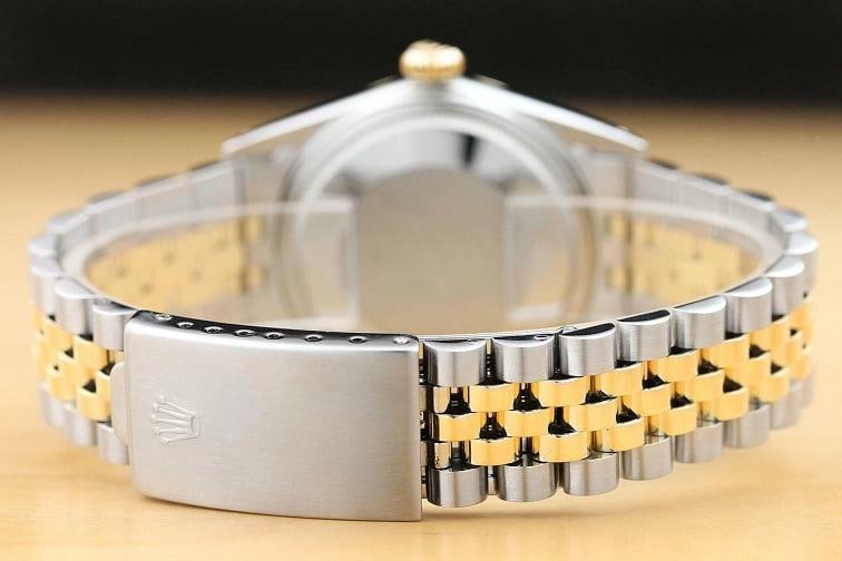 AUTHENTIC MENS ROLEX DATEJUST CHAMPAGNE 18K YELLOW GOLD STEEL 16013 2-TONE WATCH - 6