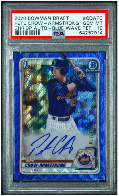 2020 Bowman Chrome Draft Pete-Crow Armstrong PCA PSA 10 Auto Blue Wave /150 (1 of 1)