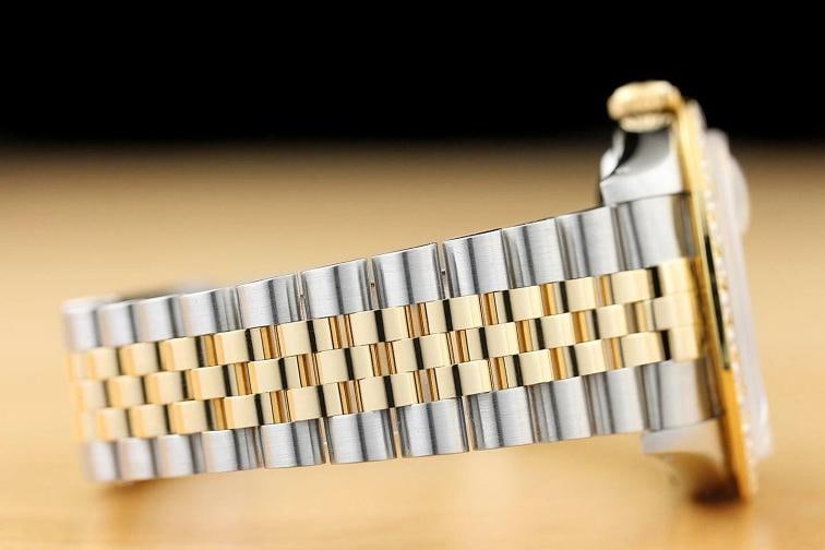ROLEX MENS DATEJUST 16233 DIAMOND DIAL 2.5 CT BEZEL 18K YELLOW GOLD STEEL WATCH - 8