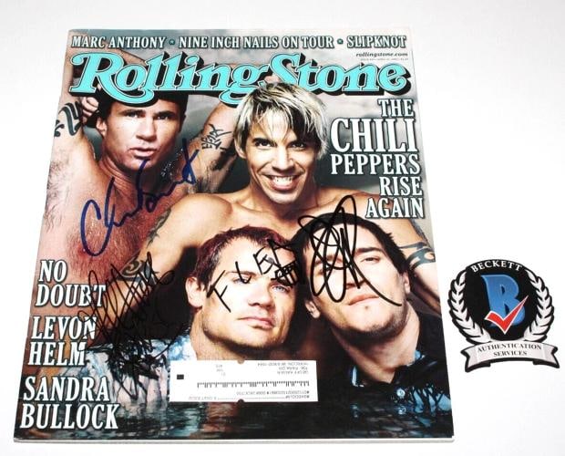 RED HOT CHILI PEPPERS BAND SIGNED ROLLING STONE MAGAZINE BECKETT COA x4 FLEA AK+: Industry: Music,Signed: Yes,Autograph Authentication: Beckett,Original/Reproduction: Original,Country of Origin: United States