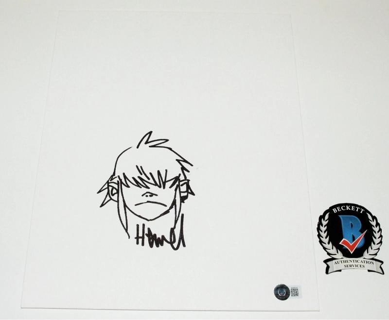 JAMIE HEWLETT - GORILLAZ - HAND DRAWN SIGNED NOODLE 11x14 SKETCH BECKETT COA: Industry: Music,Signed: Yes,Autograph Authentication: Beckett,Original/Reproduction: Original,Country of Origin: United States
