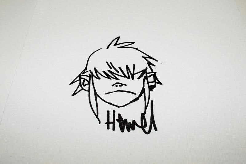JAMIE HEWLETT - GORILLAZ - HAND DRAWN SIGNED NOODLE 11x14 SKETCH BECKETT COA - 2