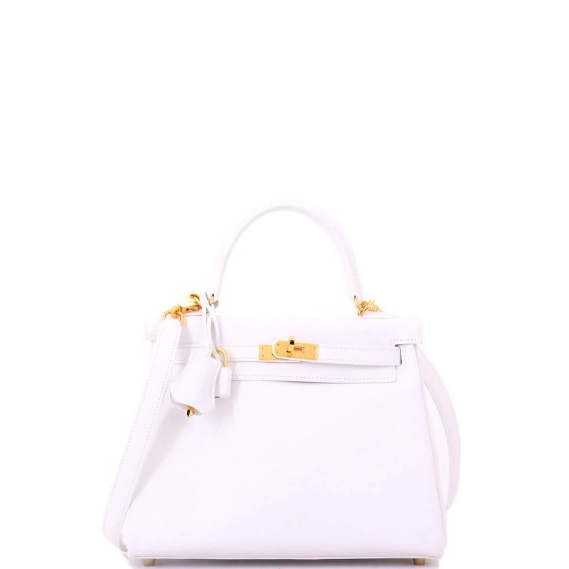Hermes Kelly Handbag White Swift with Gold Hardware 25: Condition: Pre-owned - Excellent,Brand: Hermes,Exterior Material: Leather,Style: Top Handle,Exterior Color: White,Department: Women,Size: 25,Accessories: Clochette, Box, Lock, Keys, Dust Bag, With Str
