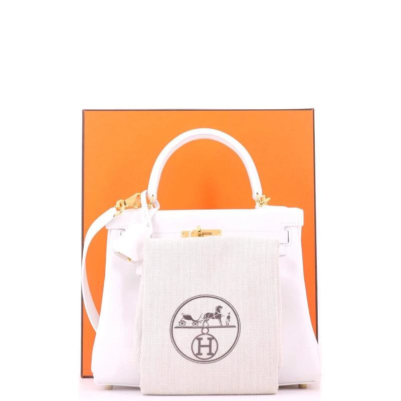 Hermes Kelly Handbag White Swift with Gold Hardware 25 - 2