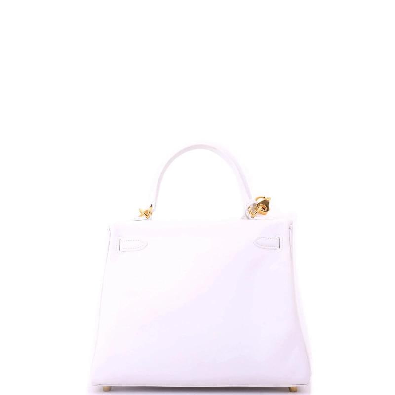 Hermes Kelly Handbag White Swift with Gold Hardware 25 - 4