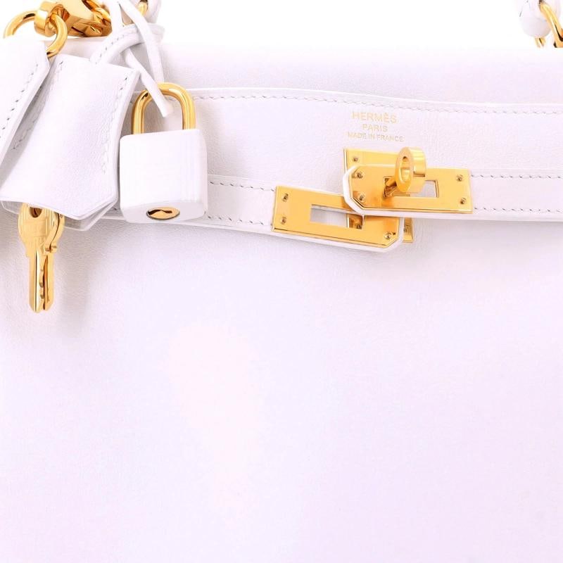 Hermes Kelly Handbag White Swift with Gold Hardware 25 - 7