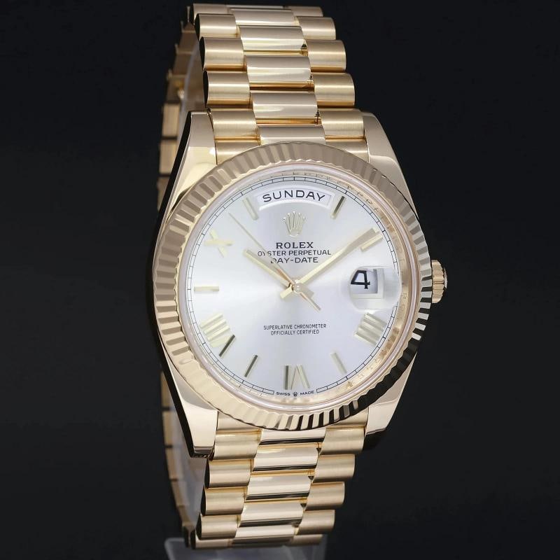 2023 MINT Rolex 228238 Day-Date 40 President Silver Roman Gold Watch Box - 3