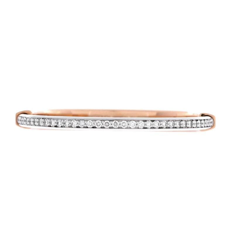 Tiffany & Co. Lock Bangle Bracelet 18K Rose Gold and 18K White Gold with Half: Condition: Pre-owned - Good,Brand: Tiffany & Co.,Main Stone: Unknown,Metal: 18K Rose Gold,Metal Purity: 18K,Style: Bangle,Type: Bracelet,Color: Rose Gold,Material: 18K Rose Gold, 18K White Gold, Diamo