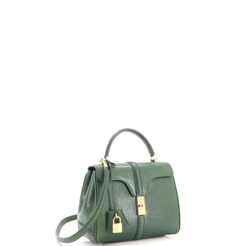 Celine 16 Top Handle Bag Lizard Small - 2