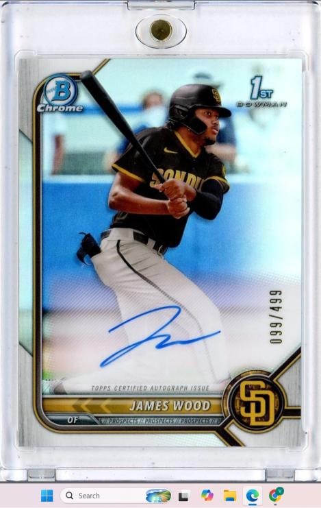 2022 Bowman Chrome James Wood Auto Refractor 1st Chrome Prospect Rookie /499 (1 of 1)