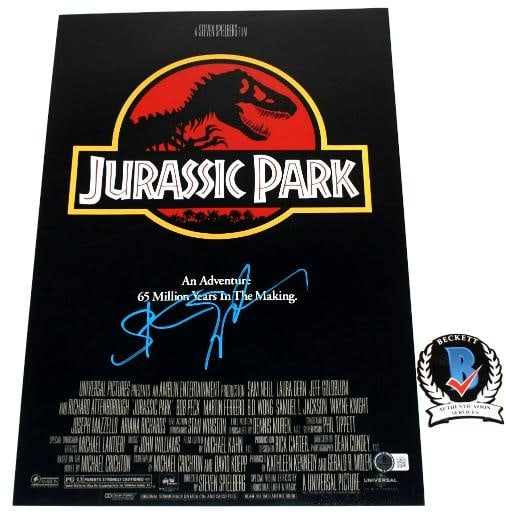 STEVEN SPIELBERG SIGNED JURASSIC PARK 12x18 MOVIE POSTER BECKETT COA AUTOGRAPH: Industry: Movies,Movie: Jurassic Park,Signed by: Steven Spielberg,Signed: Yes,Size: 12x18,Autograph Authentication: Beckett,Object Type: Poster,Original/Reproduction: Original,Country of Origin: Unite