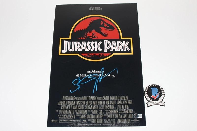 STEVEN SPIELBERG SIGNED JURASSIC PARK 12x18 MOVIE POSTER BECKETT COA AUTOGRAPH - 4