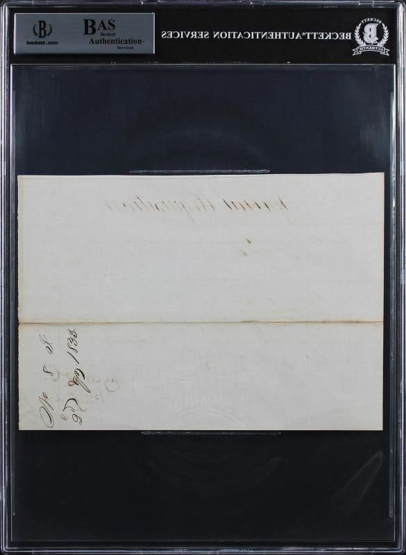 Zachary Taylor Signed 5.5x7.85 1833 Special Requisition Document BAS Slabbed - 2