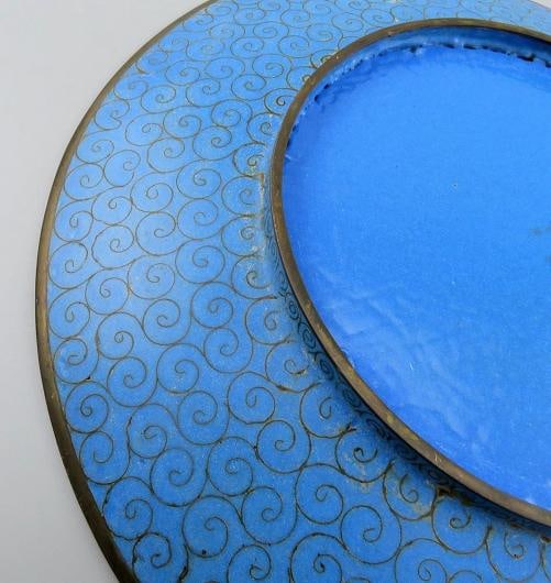 Antique Meiji Japanese Cloisonne Enamel Heron Crane Flower Charger Plate 12" - 6