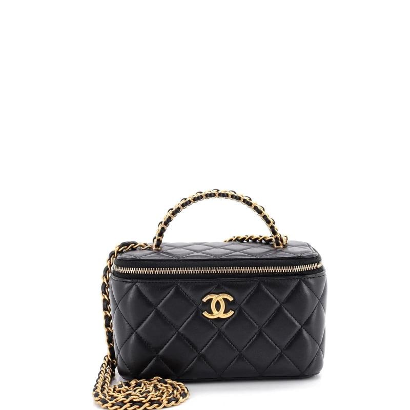 Chanel Pick Me Up Top Handle Vanity Case with Chain Quilted Lambskin Small: Condition: Pre-owned - Good,Brand: Chanel,Exterior Material: Leather,Style: Shoulder Bags,Exterior Color: Black,Department: Women,Size: Small