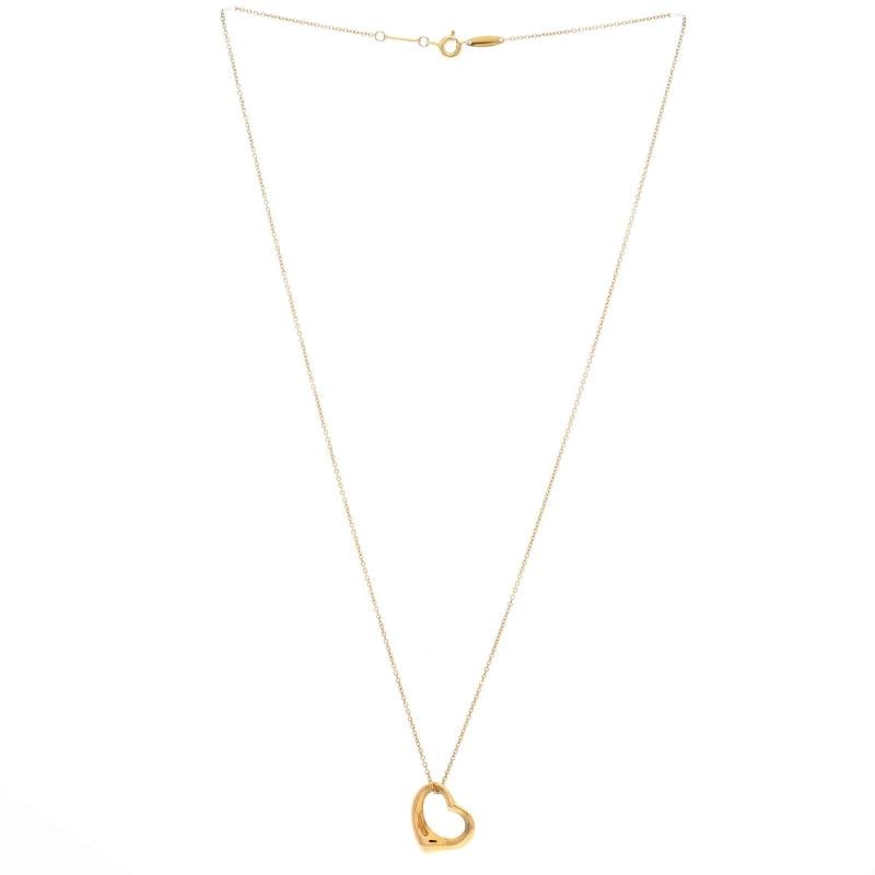 Tiffany & Co. Elsa Peretti Open Heart Pendant Necklace 18K Yellow Gold 16mm - 2