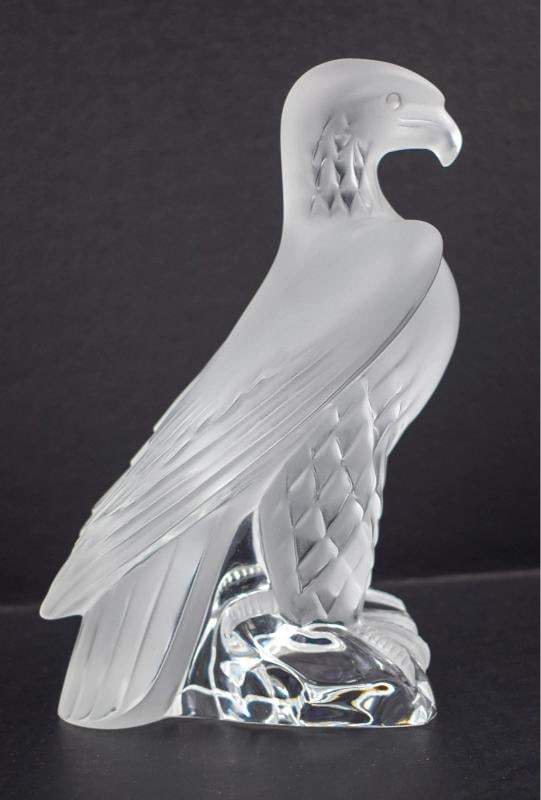 Lalique France Aigle Liberty Eagle Sculpture - Signed: Measures 9 3/8" high by 5 1/4" wide by 6" long