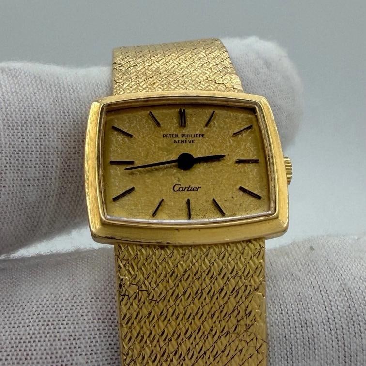 Vintage Patek Philippe Ladies 3352/1 RARE Cartier Signed Dial 18k Yellow Gold - 2