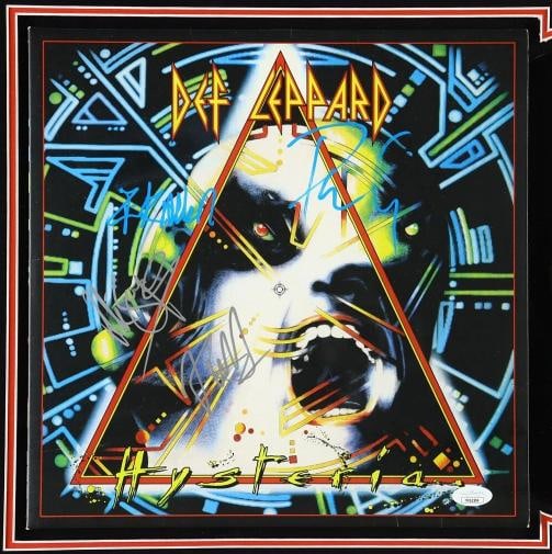 Def Leppard Signed Vinyl LP Hysteria Framed JSA COA Joe Elliott Phil Collen +2 - 2
