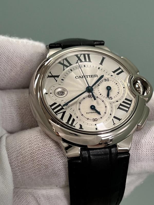 Cartier Ballon Bleu 3195 W6920005 42mm Chronograph 18K White Gold Box Paper - 2