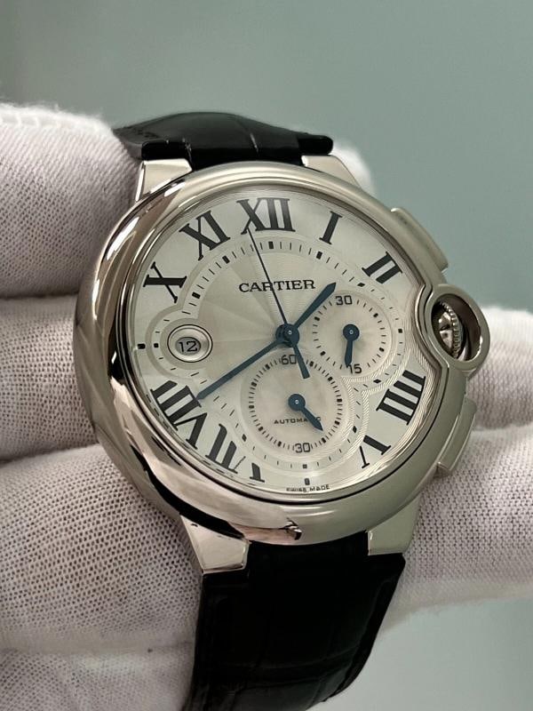 Cartier Ballon Bleu 3195 W6920005 42mm Chronograph 18K White Gold Box Paper - 3