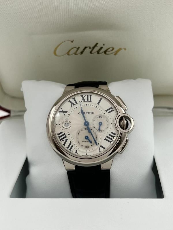 Cartier Ballon Bleu 3195 W6920005 42mm Chronograph 18K White Gold Box Paper - 5