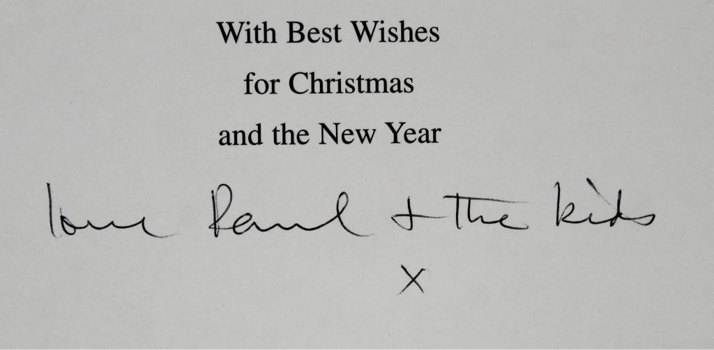 Paul McCartney "Love & The Kids" Signed 6.5x9 Christmas Greeting Card BAS - 2
