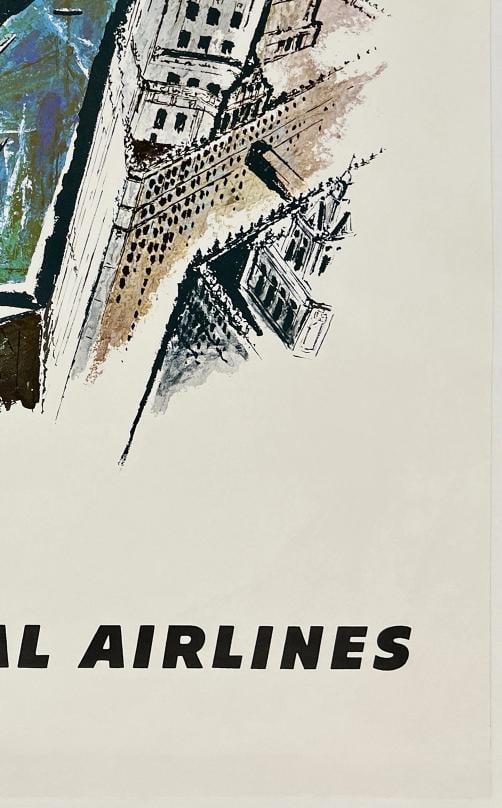 Original Vintage Poster CHICAGO CONTINENTAL AIR LINES Airline Travel LINEN 1960s - 5