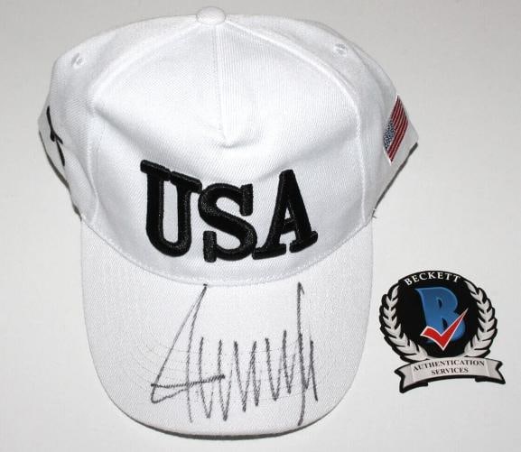 PRESIDENT DONALD J TRUMP SIGNED USA HAT 2024 MAKE AMERICA GREAT AGAIN 47 BECKETT - 4