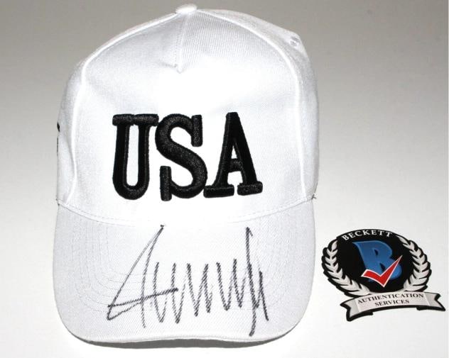 PRESIDENT DONALD J TRUMP SIGNED USA HAT 2024 MAKE AMERICA GREAT AGAIN 47 BECKETT - 5